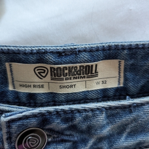 Rock & Roll Denim Blue Women's Shorts Fringe Detail High Waist 32 Western - Picture 8 of 8